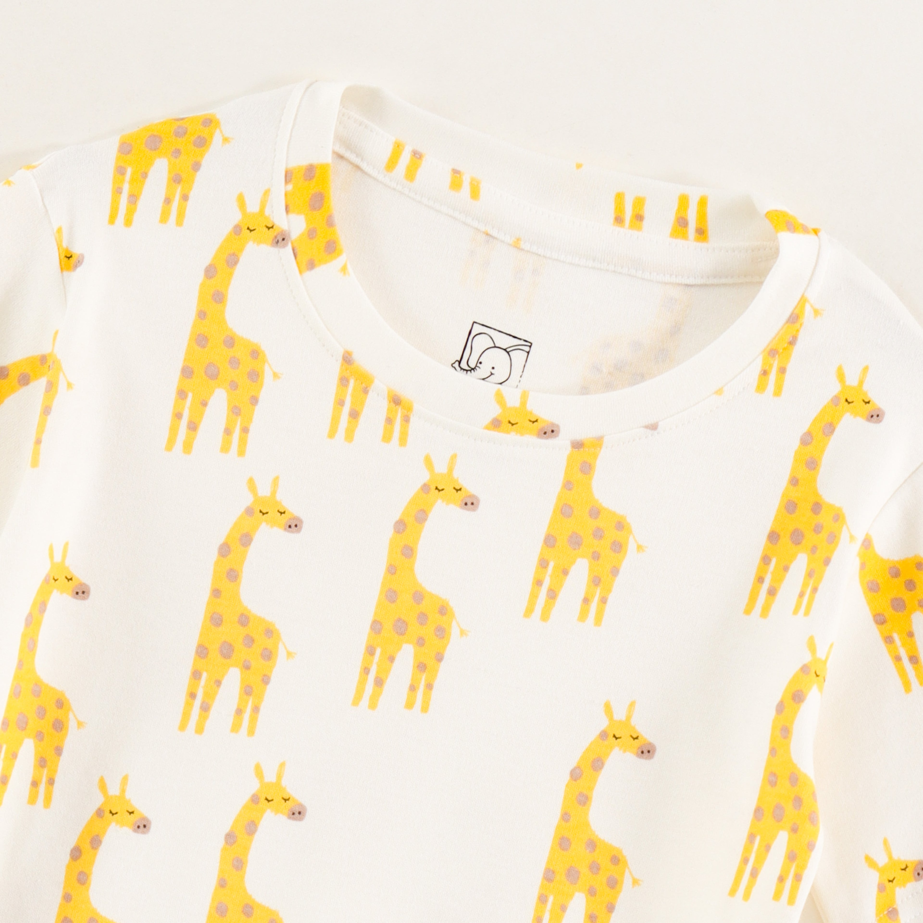 Off White Giraffe Print Kids Co-Ord Set