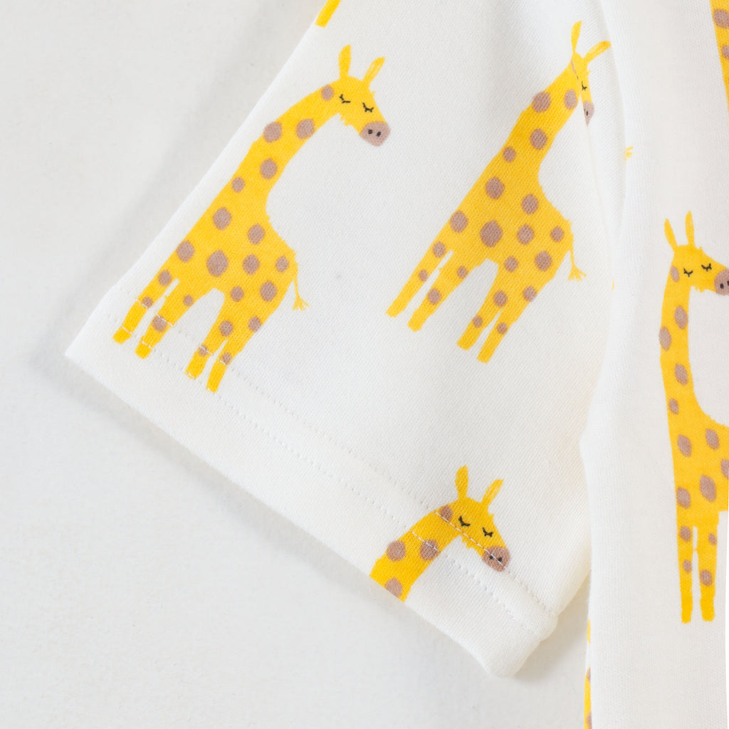 Off White Giraffe Print Kids Co-Ord Set
