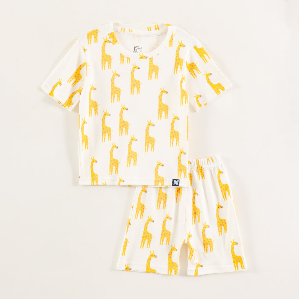 Off White Giraffe Print Kids Co-Ord Set