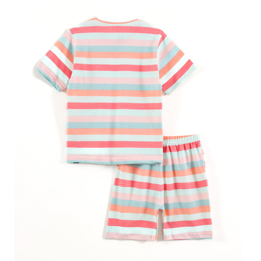 Pastel Multi Color Striped Kids Co-Ord Set