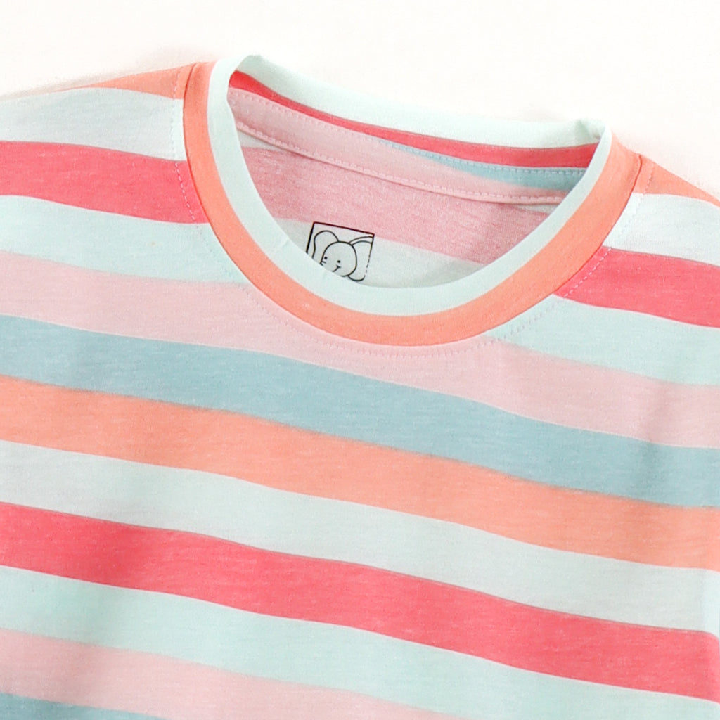 Pastel Multi Color Striped Kids Co-Ord Set