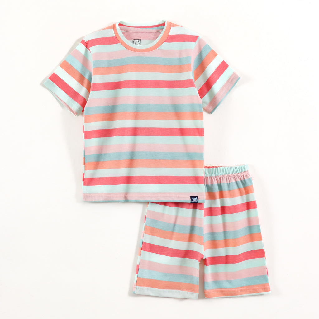 Pastel Multi Color Striped Kids Co-Ord Set