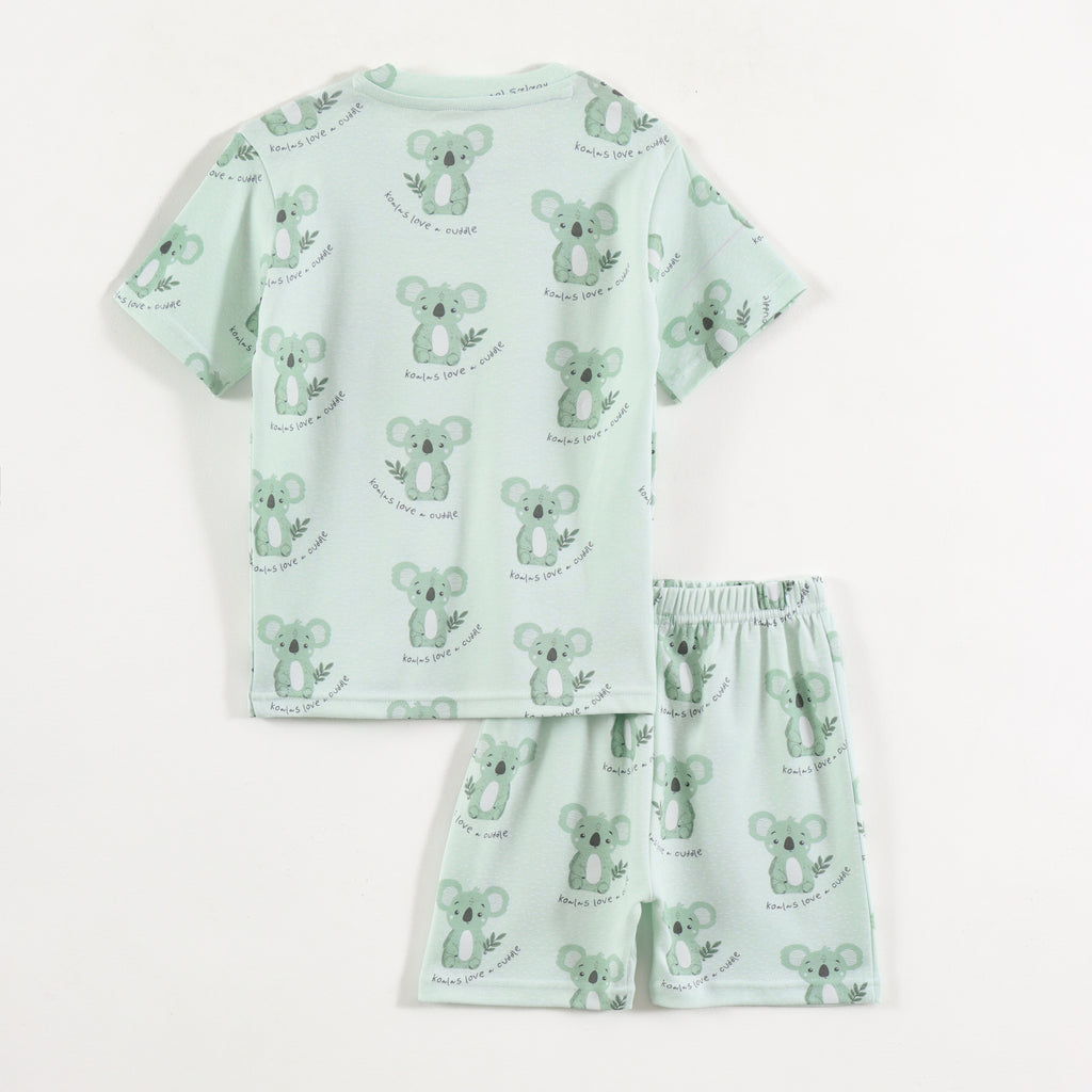 Mint Green Koala Print Kids Co-Ord Set
