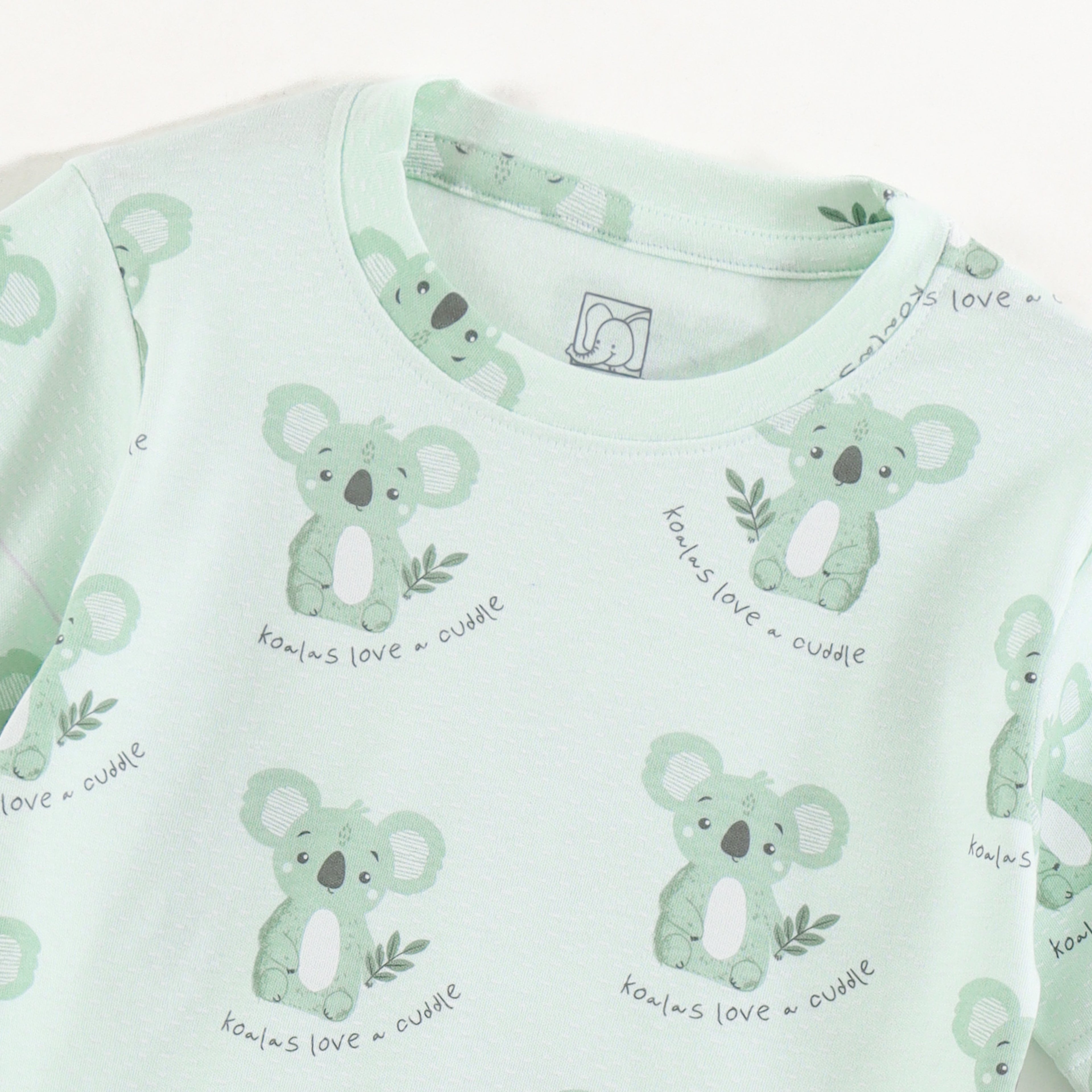 Mint Green Koala Print Kids Co-Ord Set