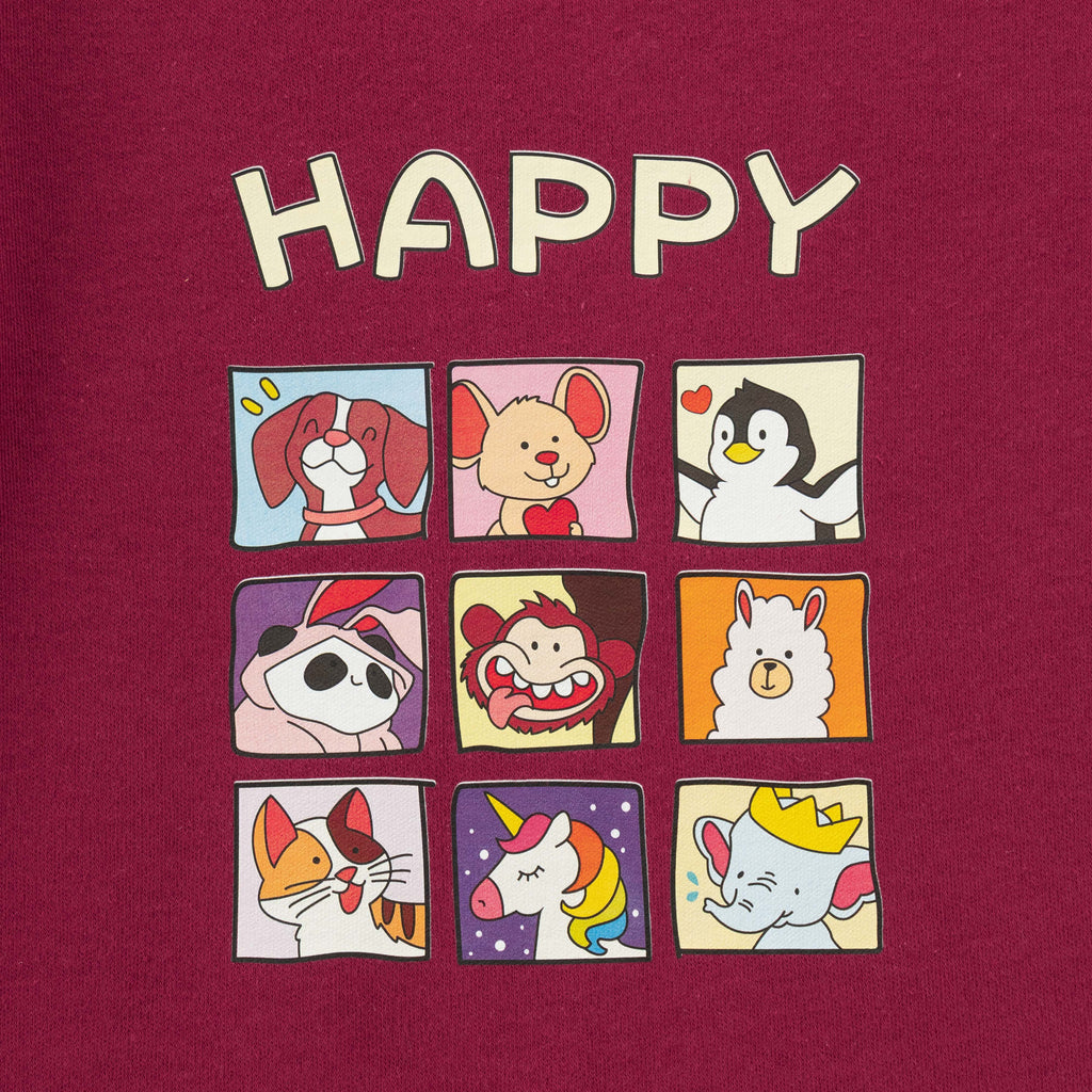 Happy Vibes Cartoon Printed Kids T-Shirt