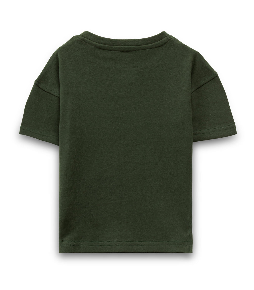 Smiley Printed Olive Green Kids T-shirt