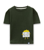 Smiley Printed Olive Green Kids T-shirt
