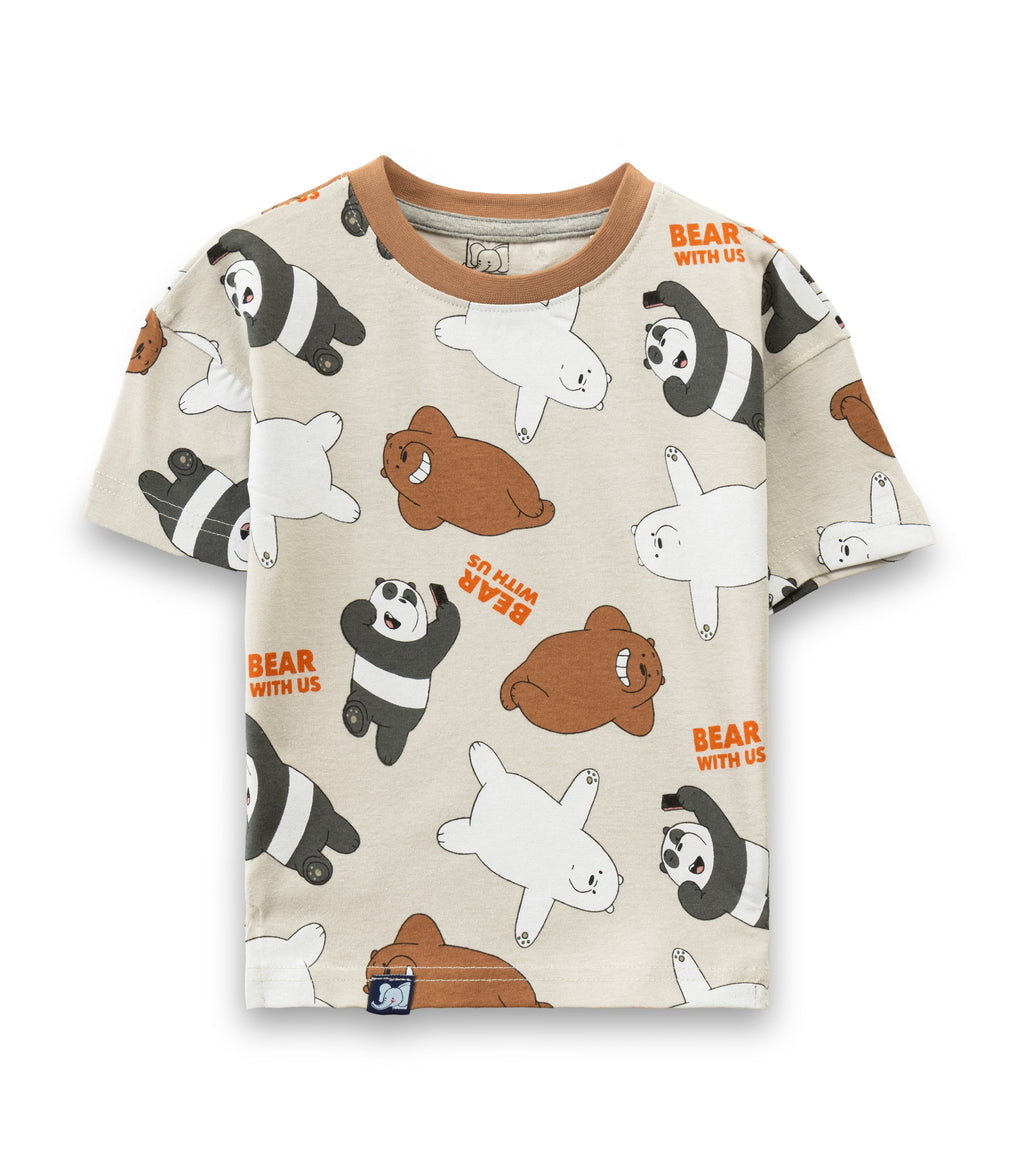Selfie Bear Printed Brown Kids T-shirt