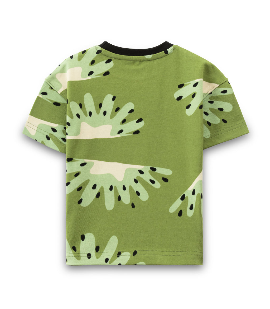 Kiwi Fruits Splash Printed Green Kids T-shirt