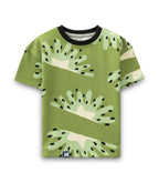 Kiwi Fruits Splash Printed Green Kids T-shirt