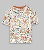Jungle Friends Printed White Kids T-shirt