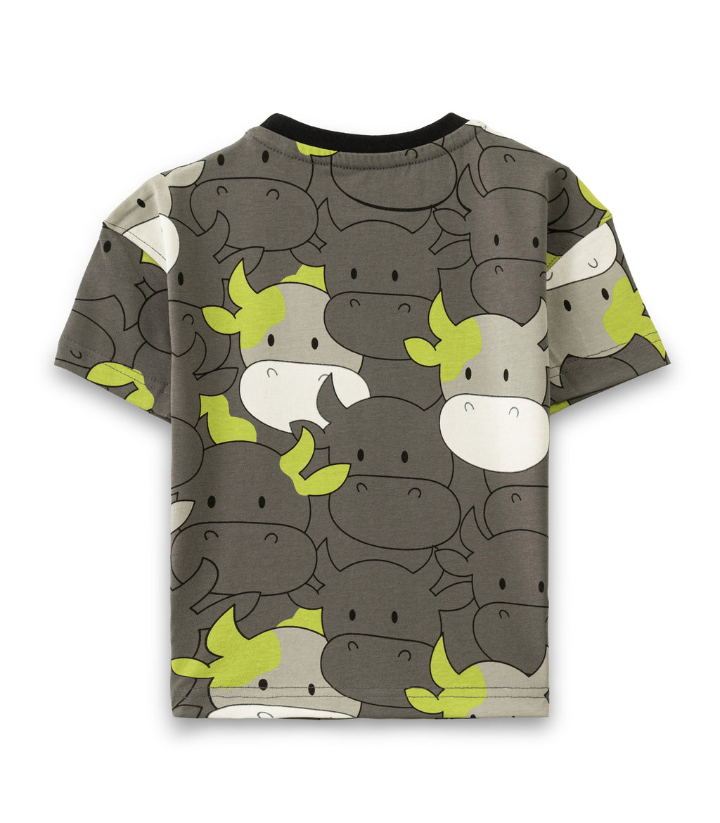 Group of Cows Printed Grey Kids T-shirt