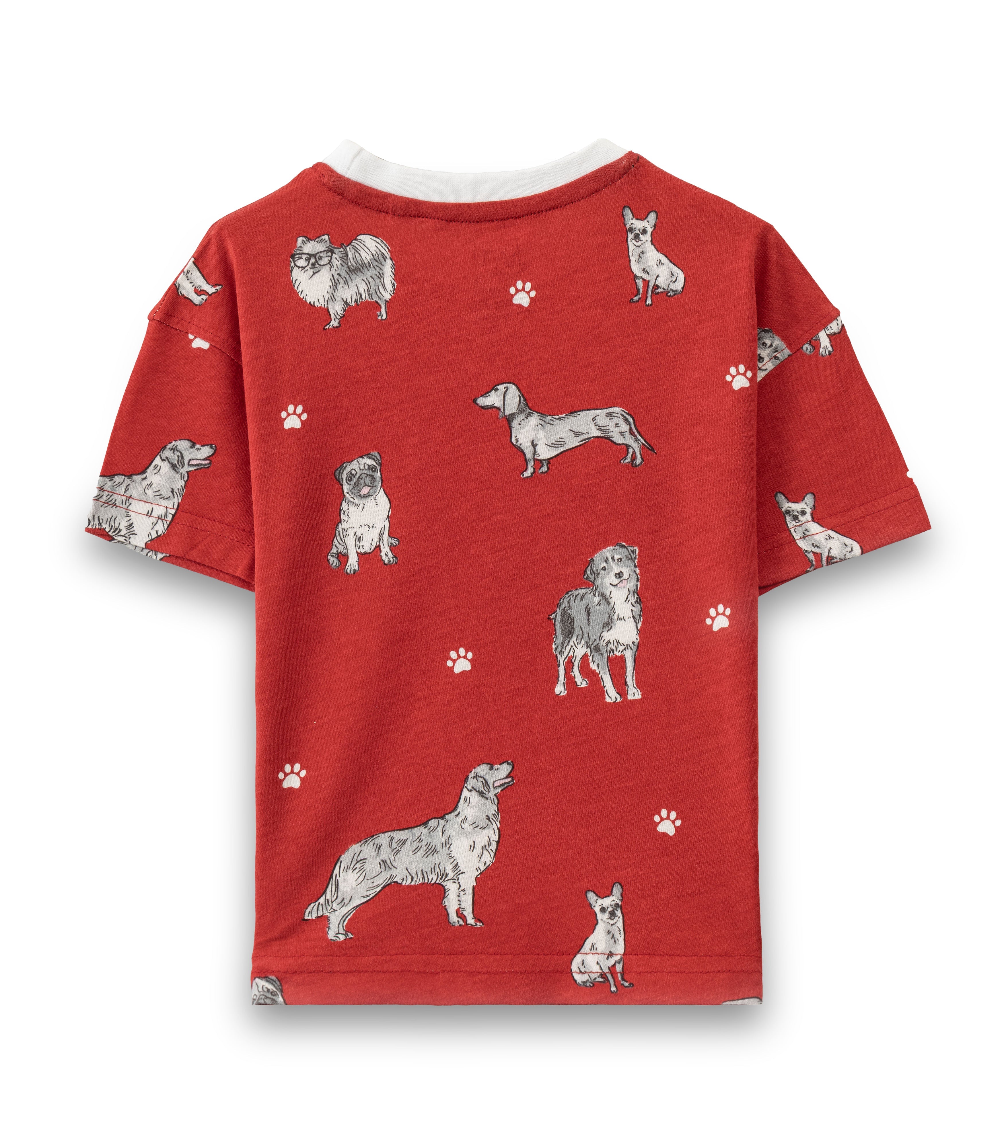 Dogs Printed Red Kids T-shirt