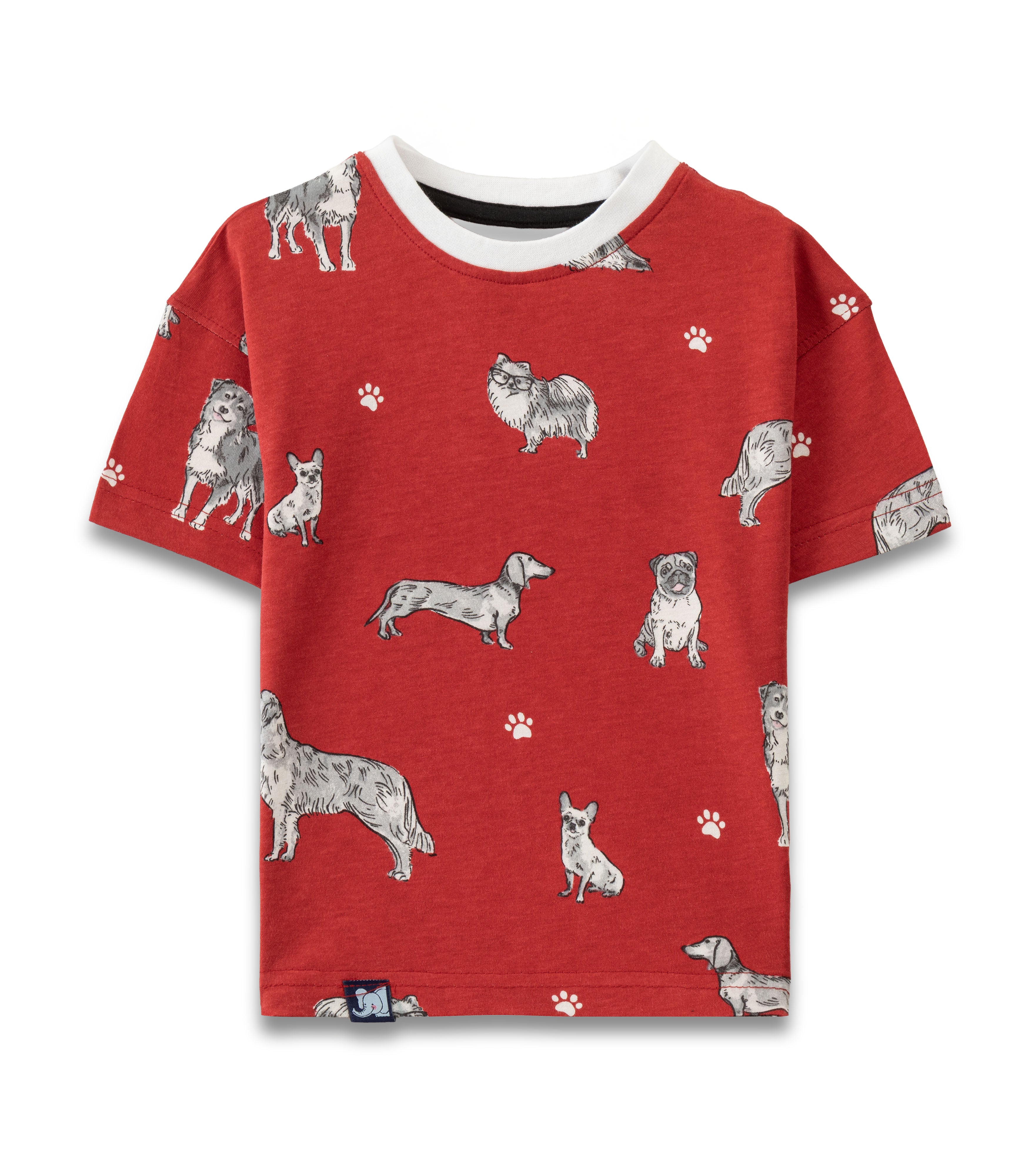 Dogs Printed Red Kids T-shirt