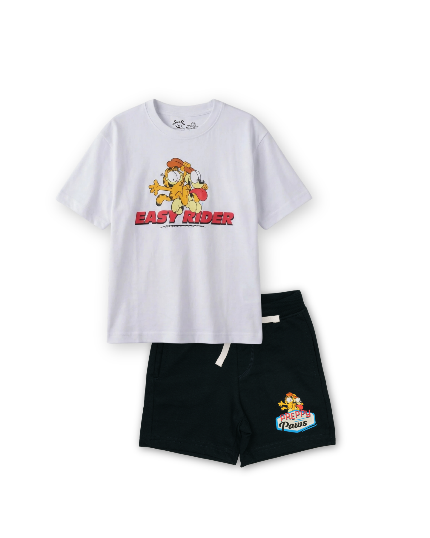 White Garfield “Easy Rider” Kids T- Shirt and Shorts Set