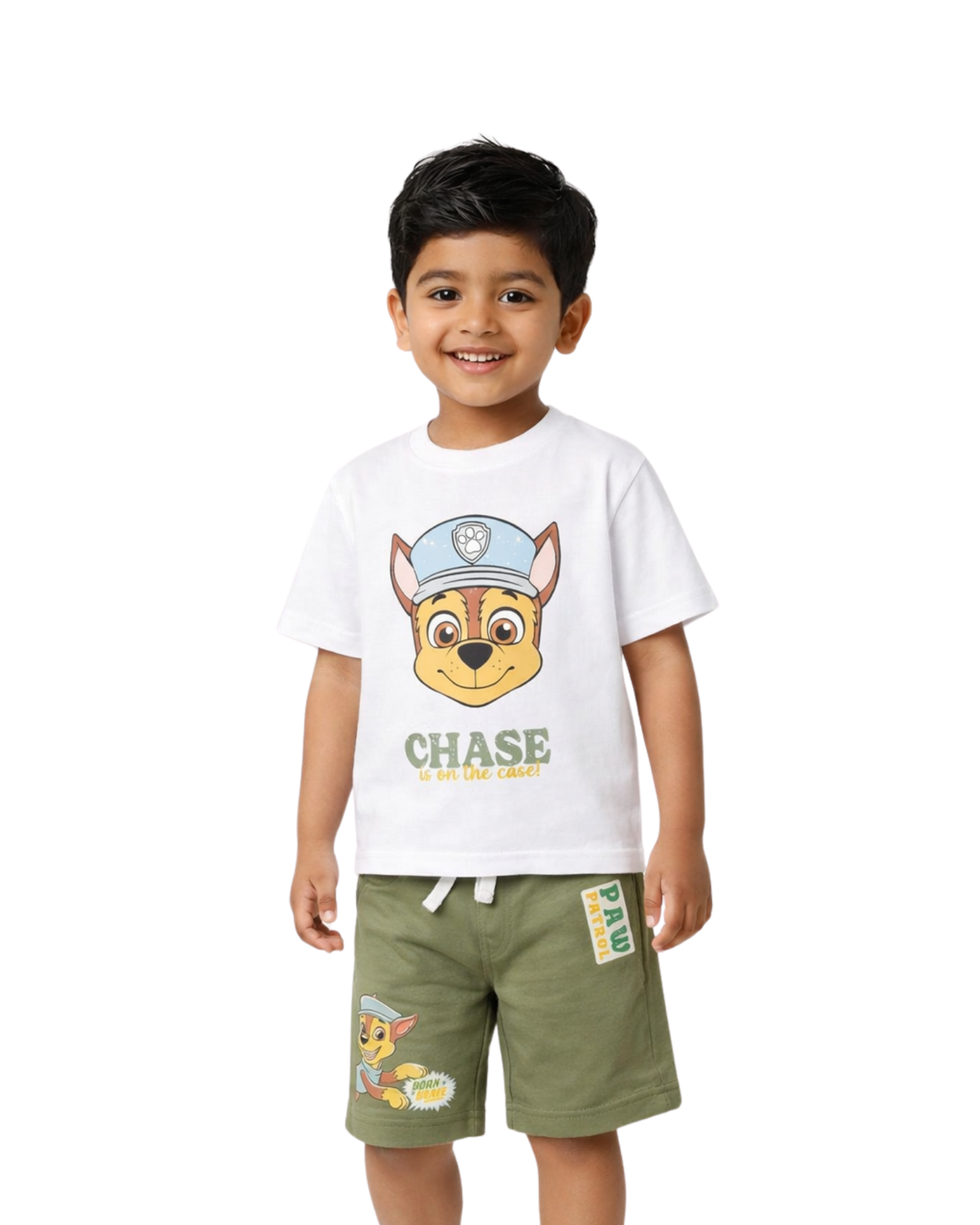 White Paw Patrol “Chase Is On The Case” Kids T- Shirt and Shorts Set