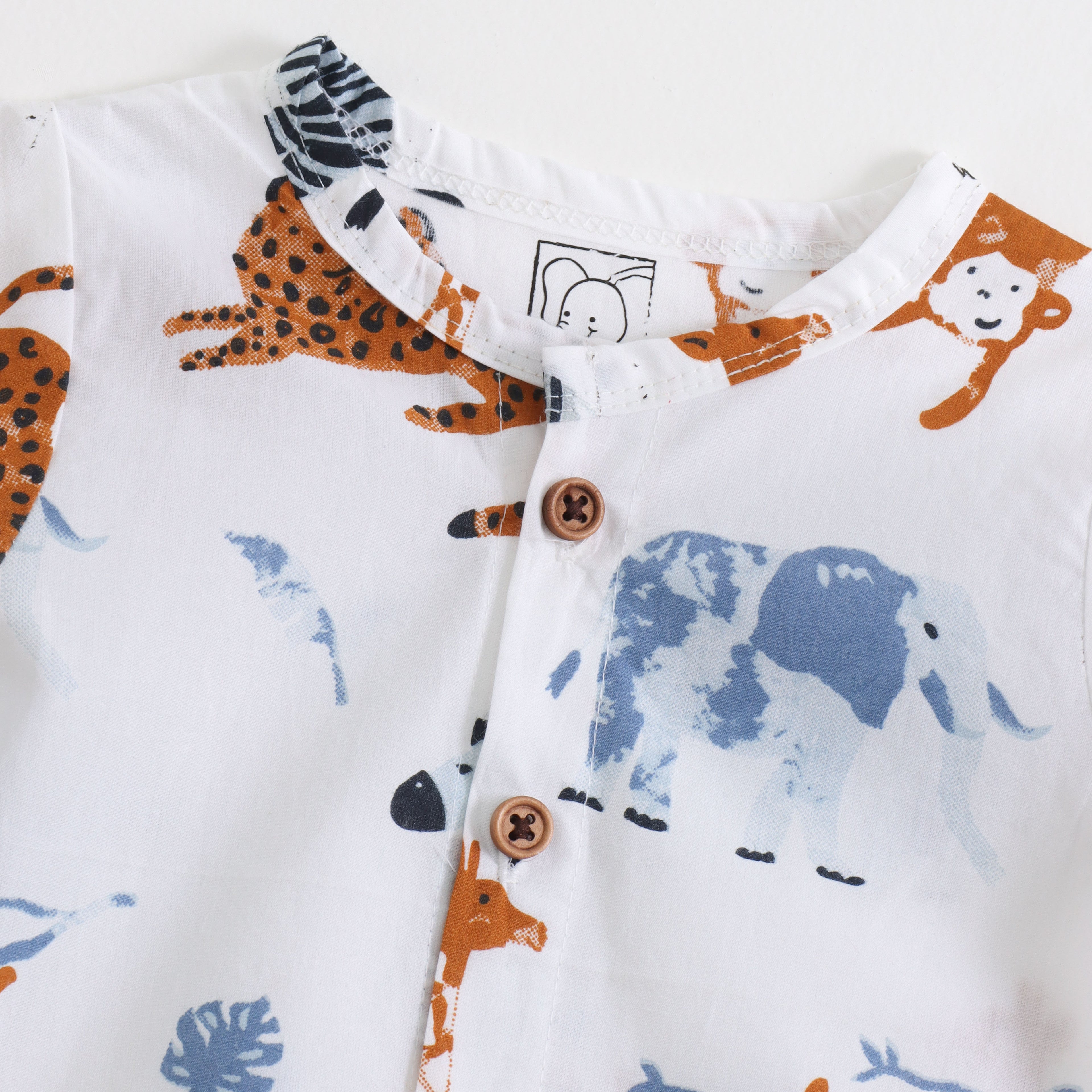 White Safari Animal Print Kids Co-ord Set