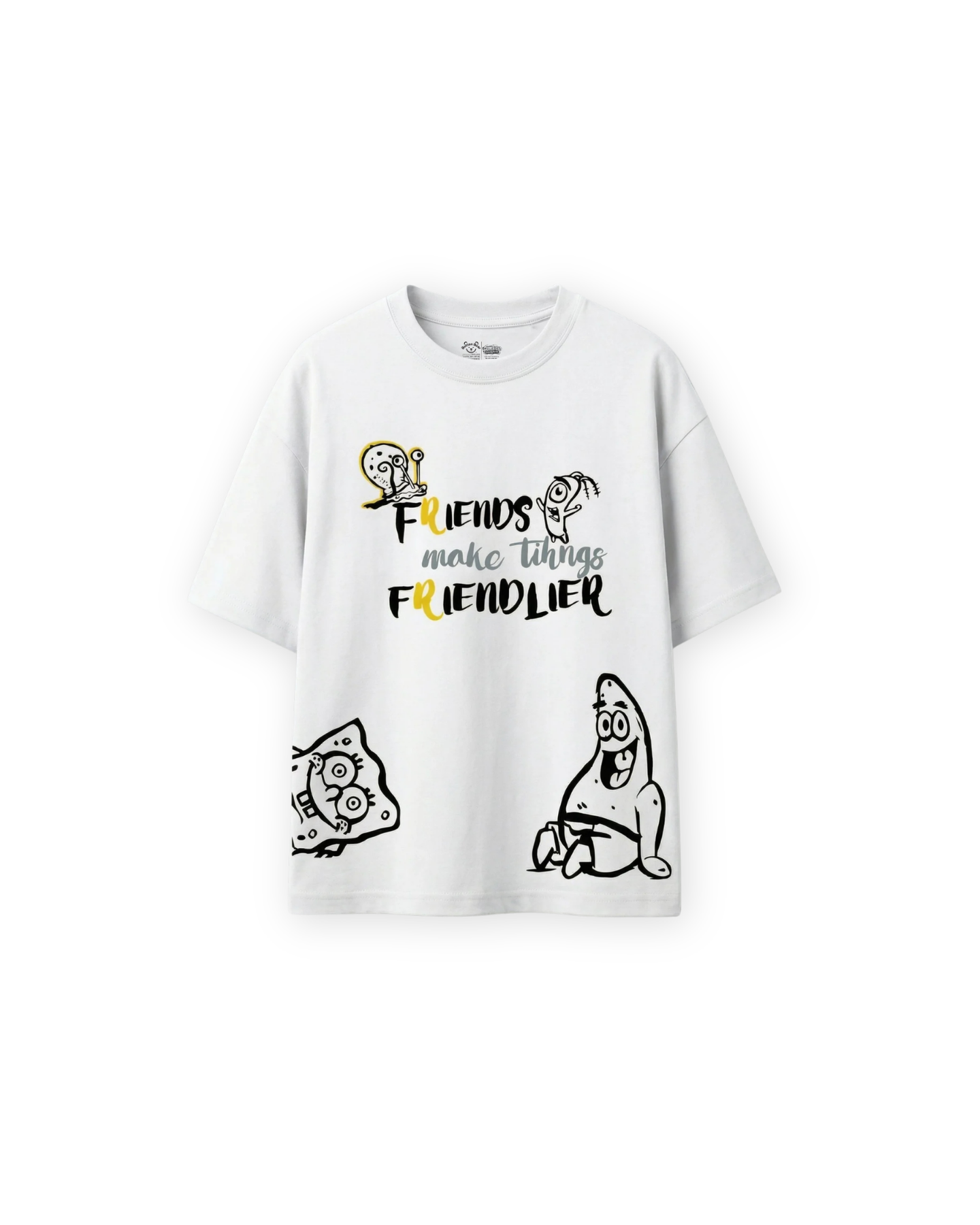 White SpongeBob “Friends Make Things Friendlier” Kids T- Shirt and Shorts Set