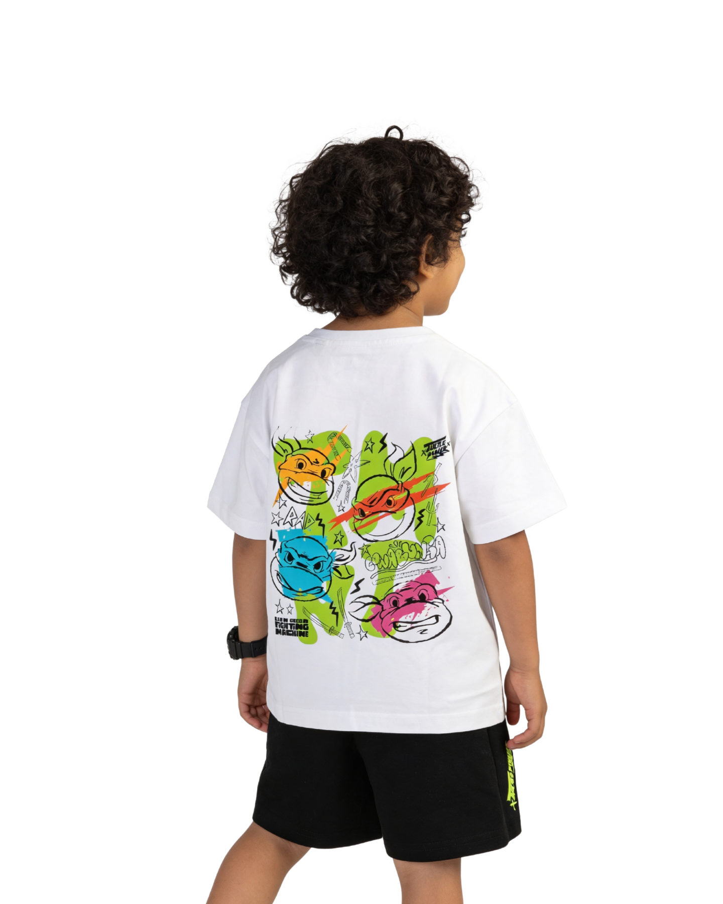 White Turtle Power Kids T- Shirt and Shorts Set