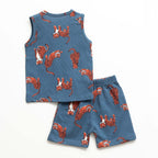 Action Tiger Printed Grey Kids Clothing Set back