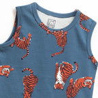 Action Tiger Printed Grey Kids Clothing Set closeup