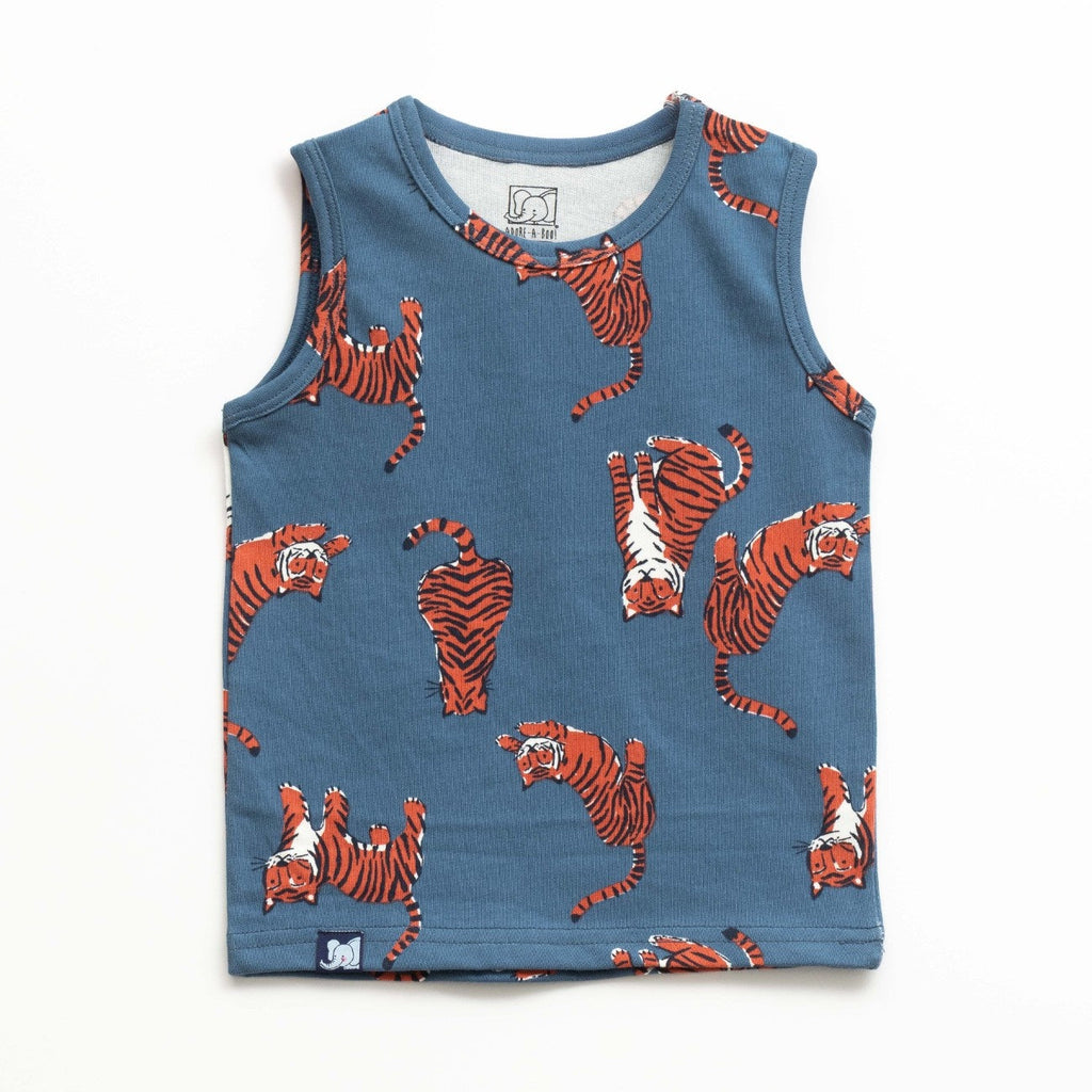 Action Tiger Printed Grey Kids Clothing Set tshirt
