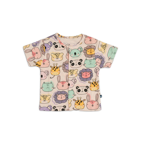 animals face printed baby clothes set front view