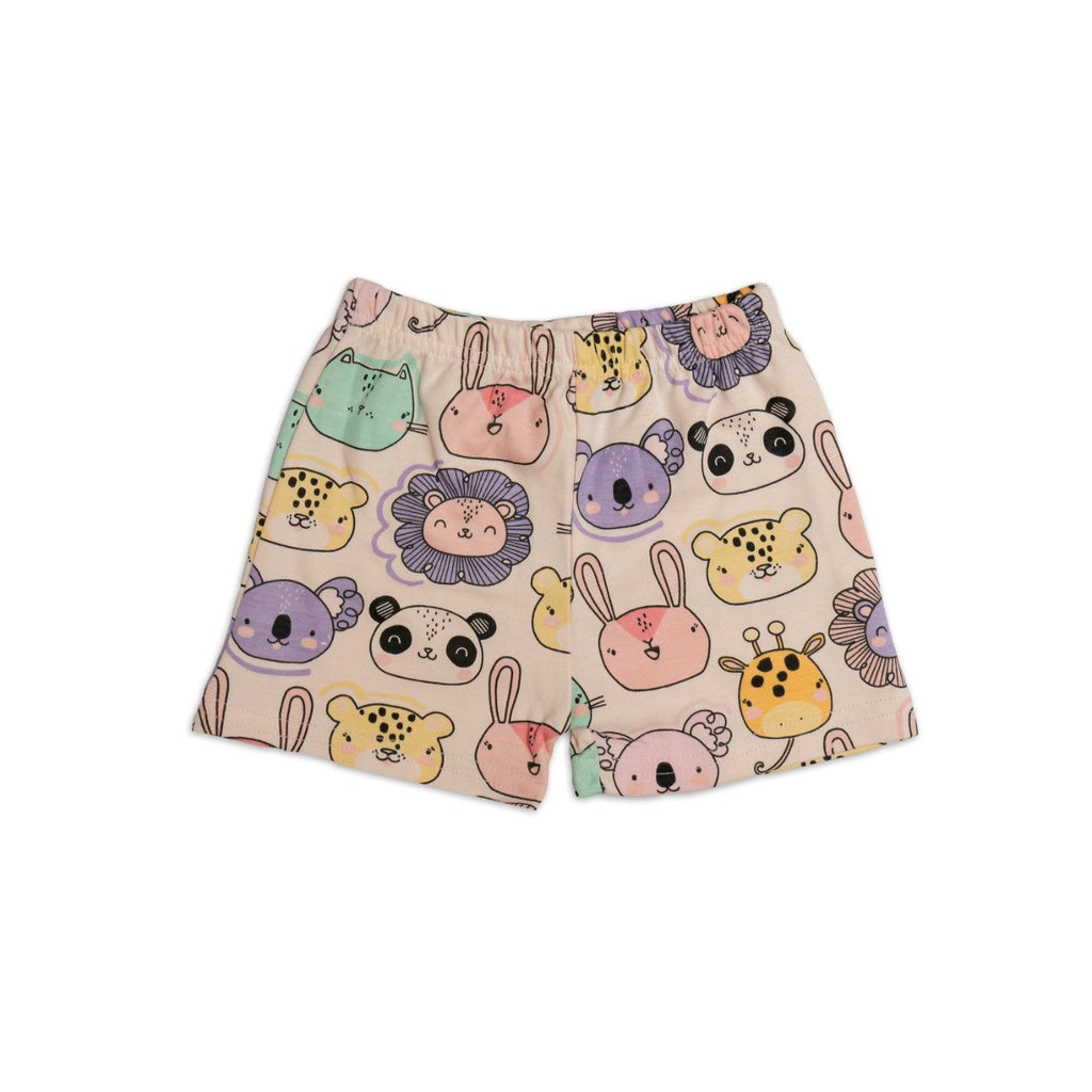 animals face printed baby shorts set