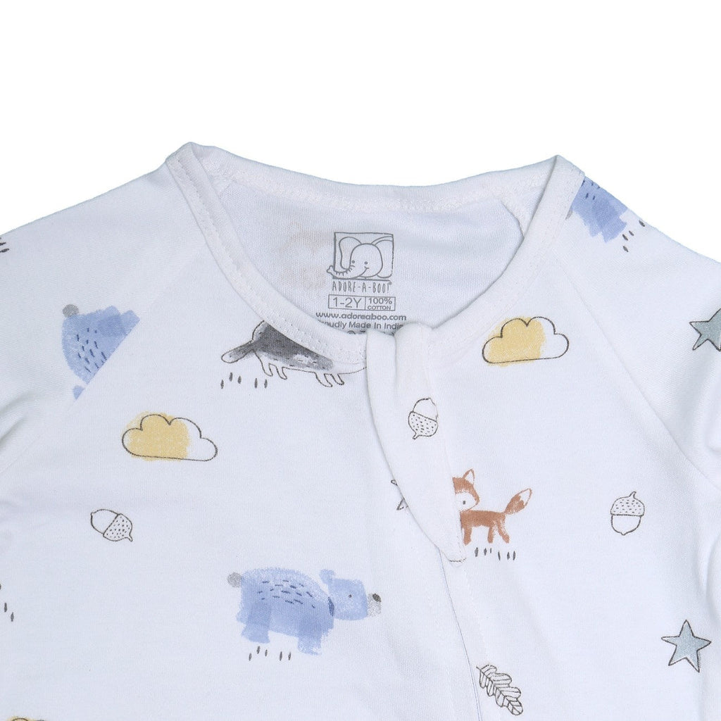 cloud animals printed baby romper dress closeup