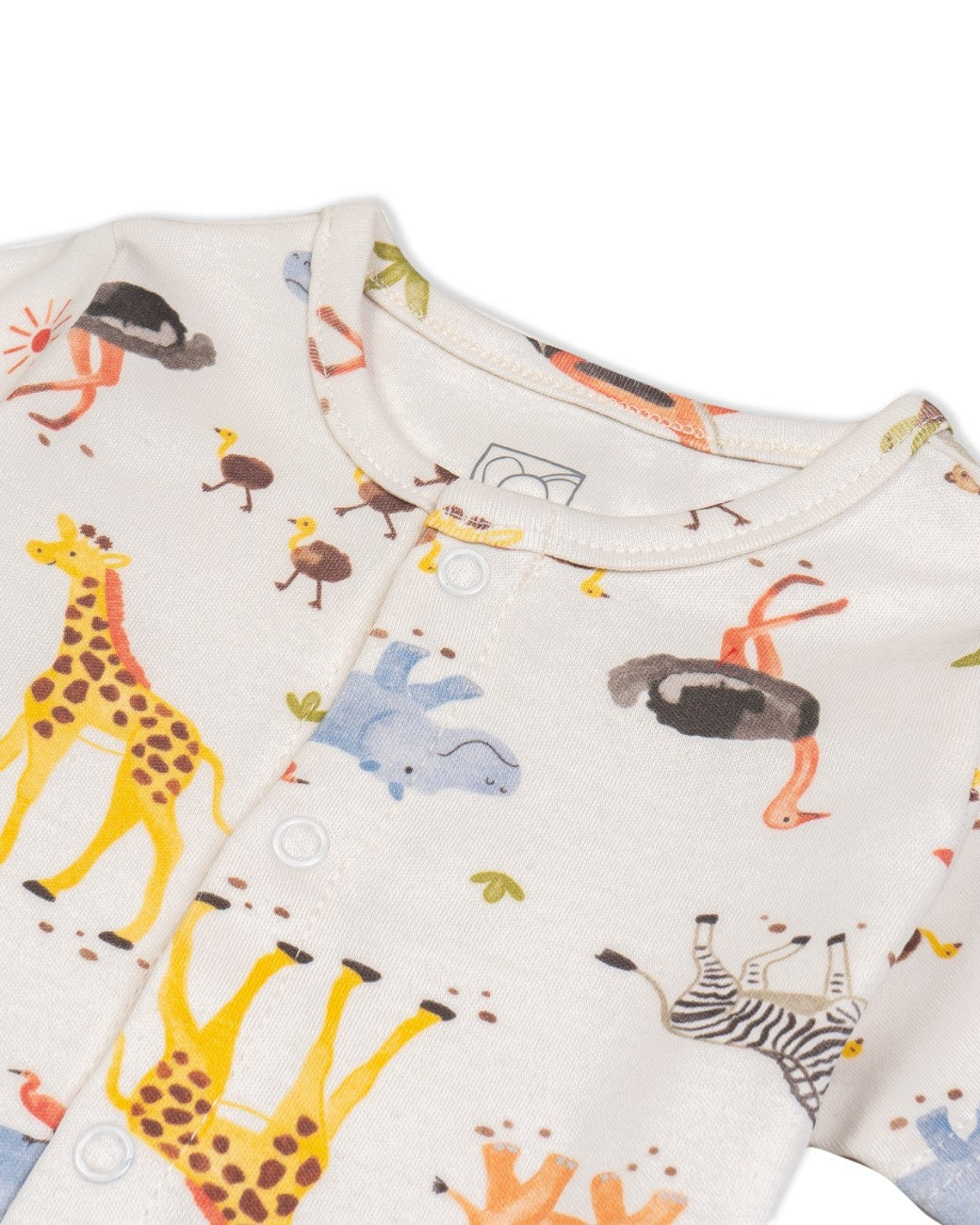 jungle animals printed baby pyjama set closeup