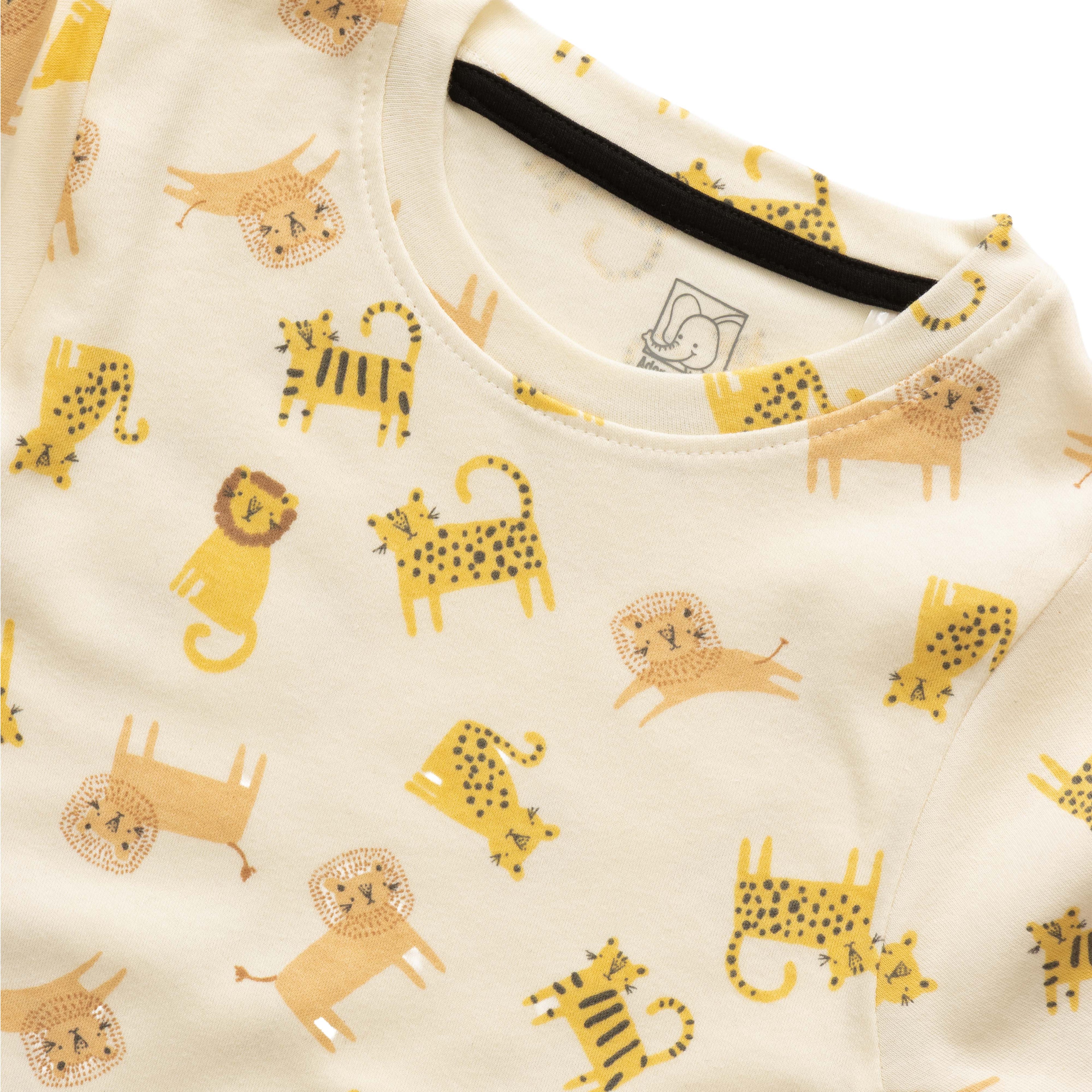 animals kids full sleeve pajama set closeup