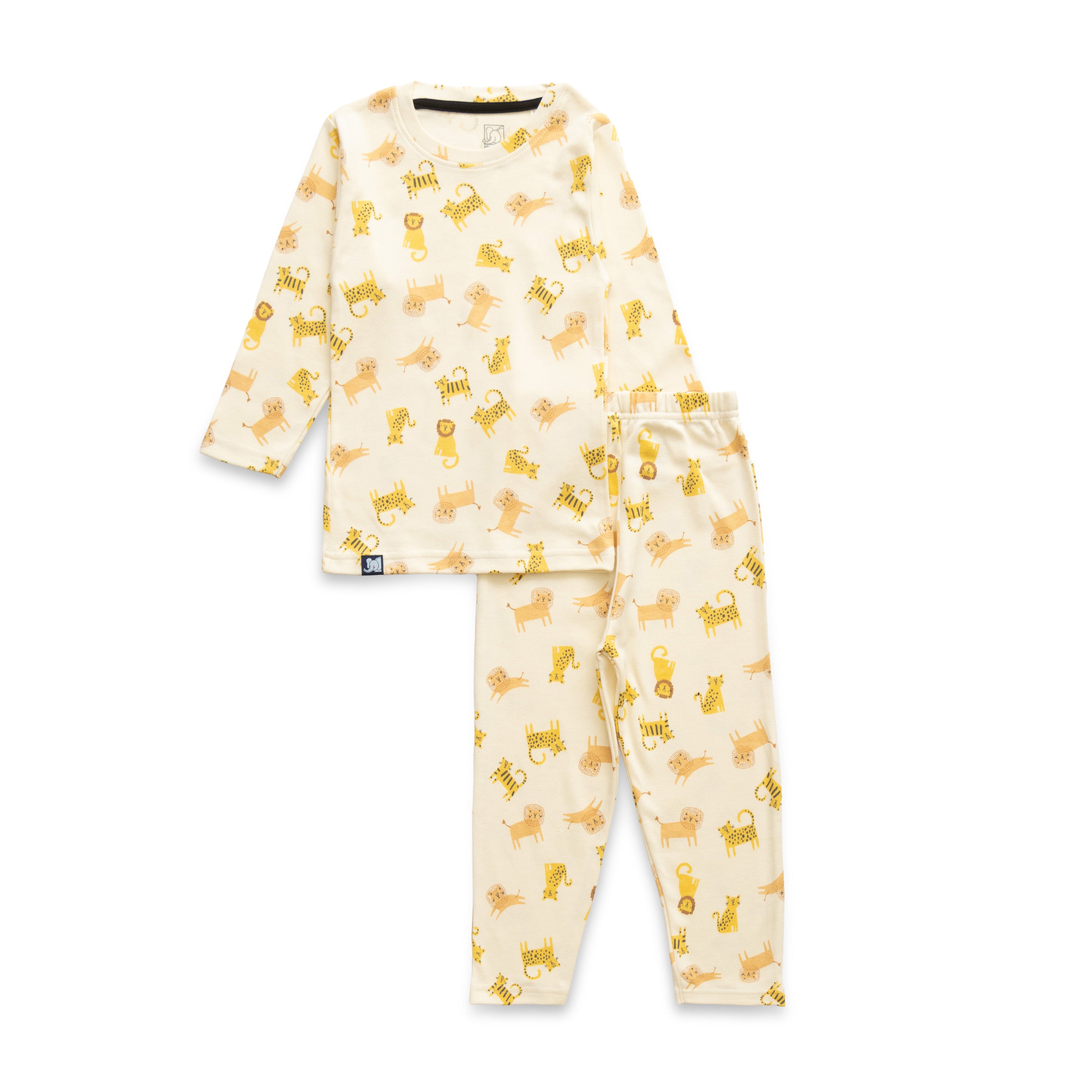 animals kids full sleeve pajama set