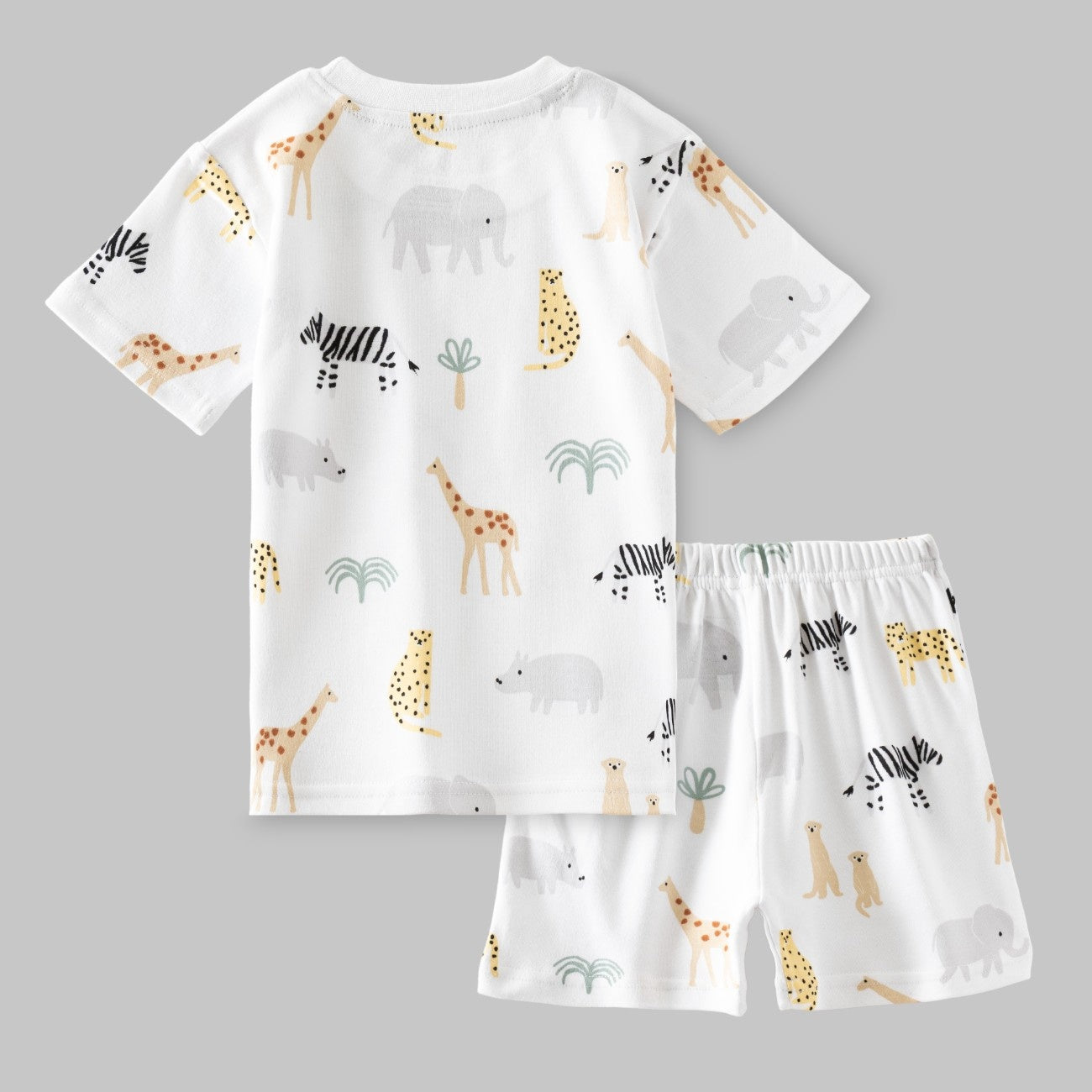 jungle animals white kids dress set back