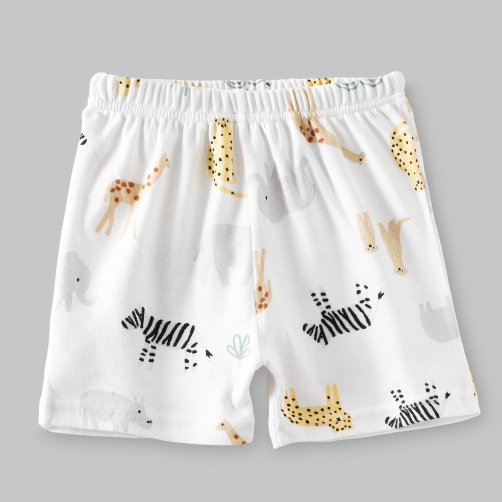 jungle animals white kids dress set shorts