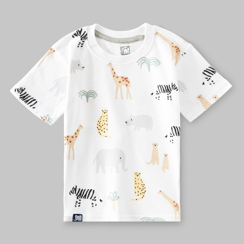 jungle animals white kids dress set tshirt