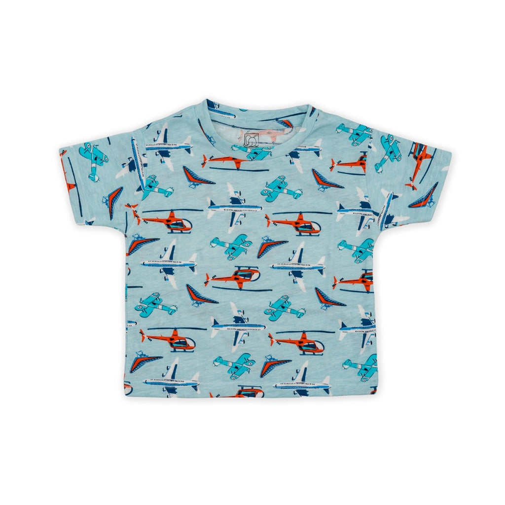 aviation printed cotton baby clothing set front