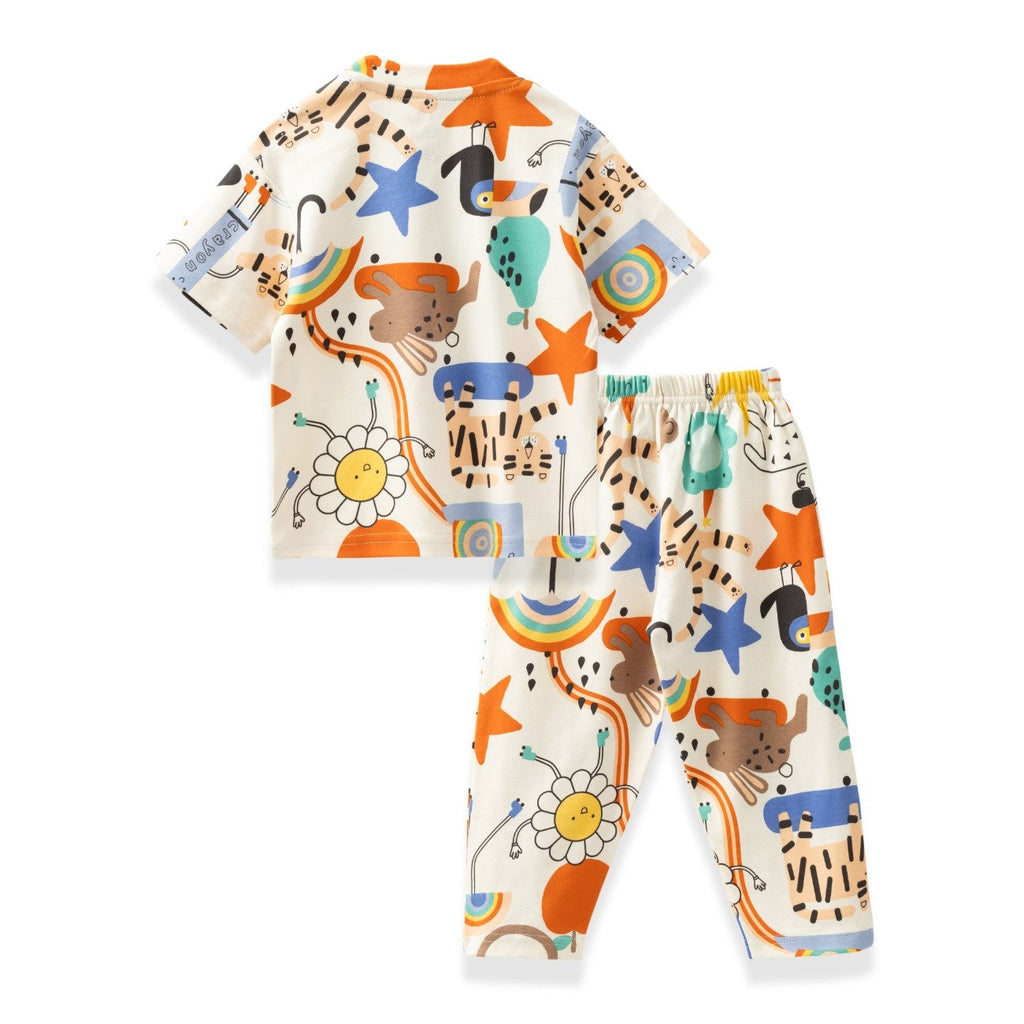 colourful printed cute baby night dress set back