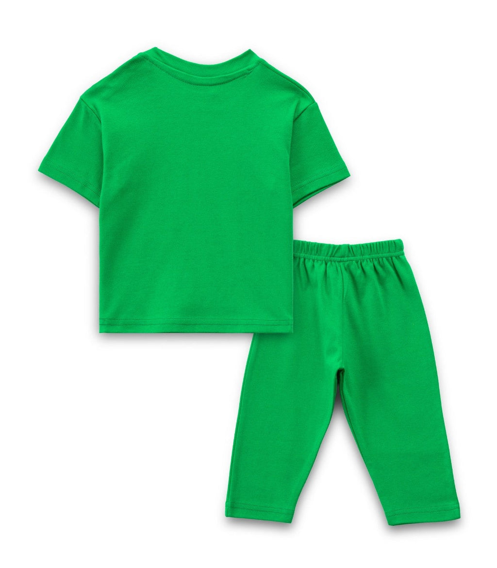 Solid Green Cotton Baby Pyjama Set cotton