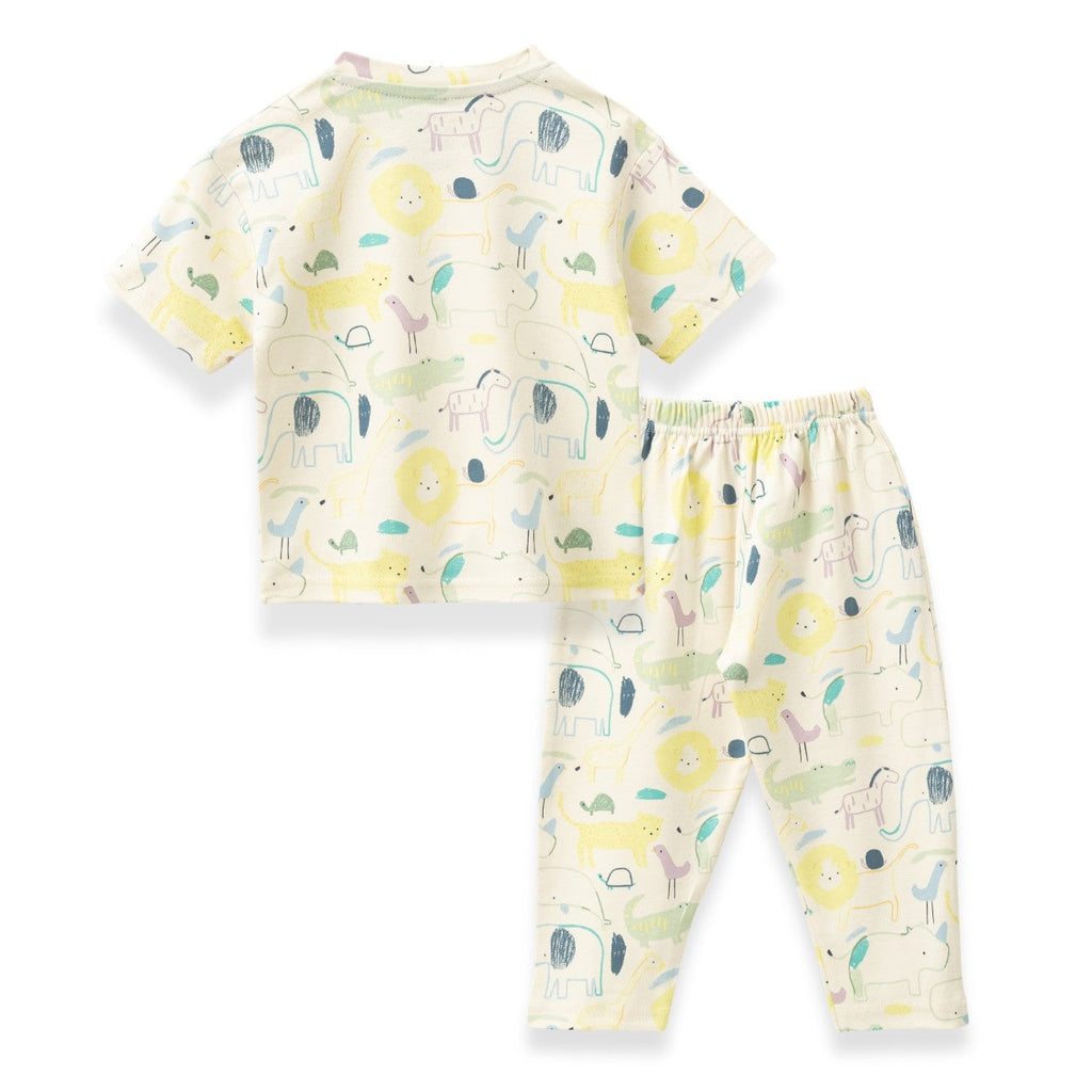 sketchy animals printed baby pyjama set cotton