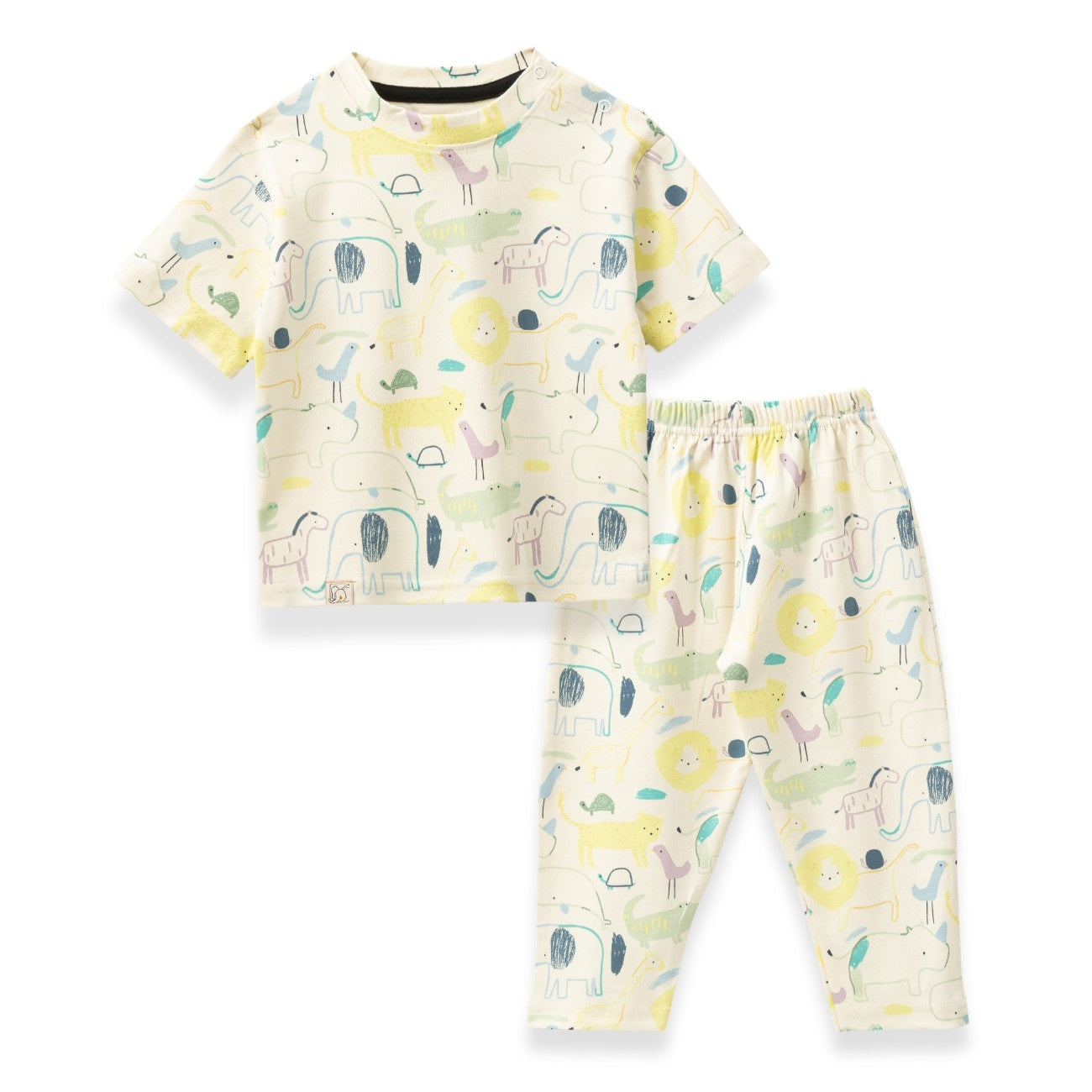 sketchy animals printed baby pyjama set