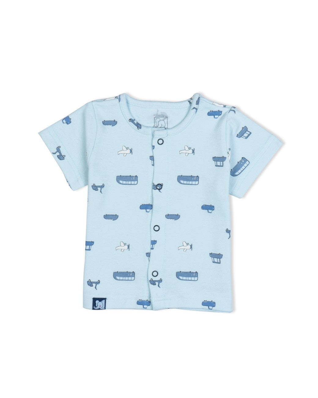 bus printed blue baby pajama set cotton