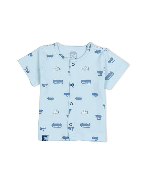 bus printed blue baby pajama set cotton