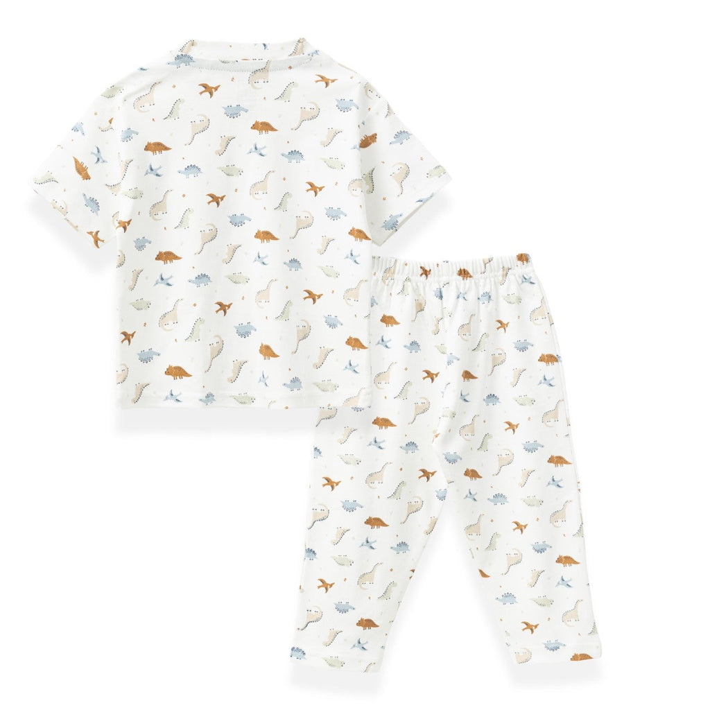 mini dino printed cotton baby pyjama set back