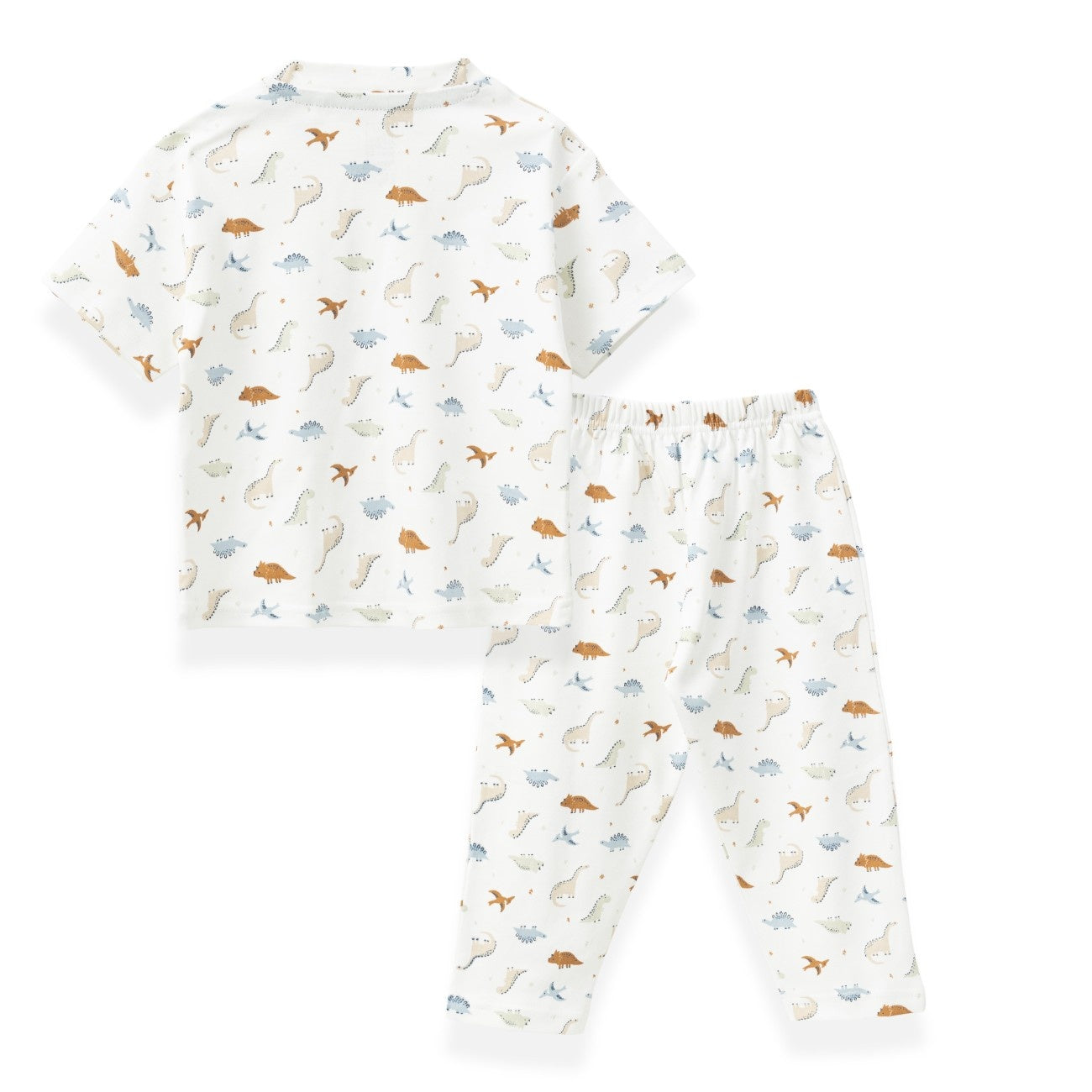 mini dino printed cotton baby pyjama set back