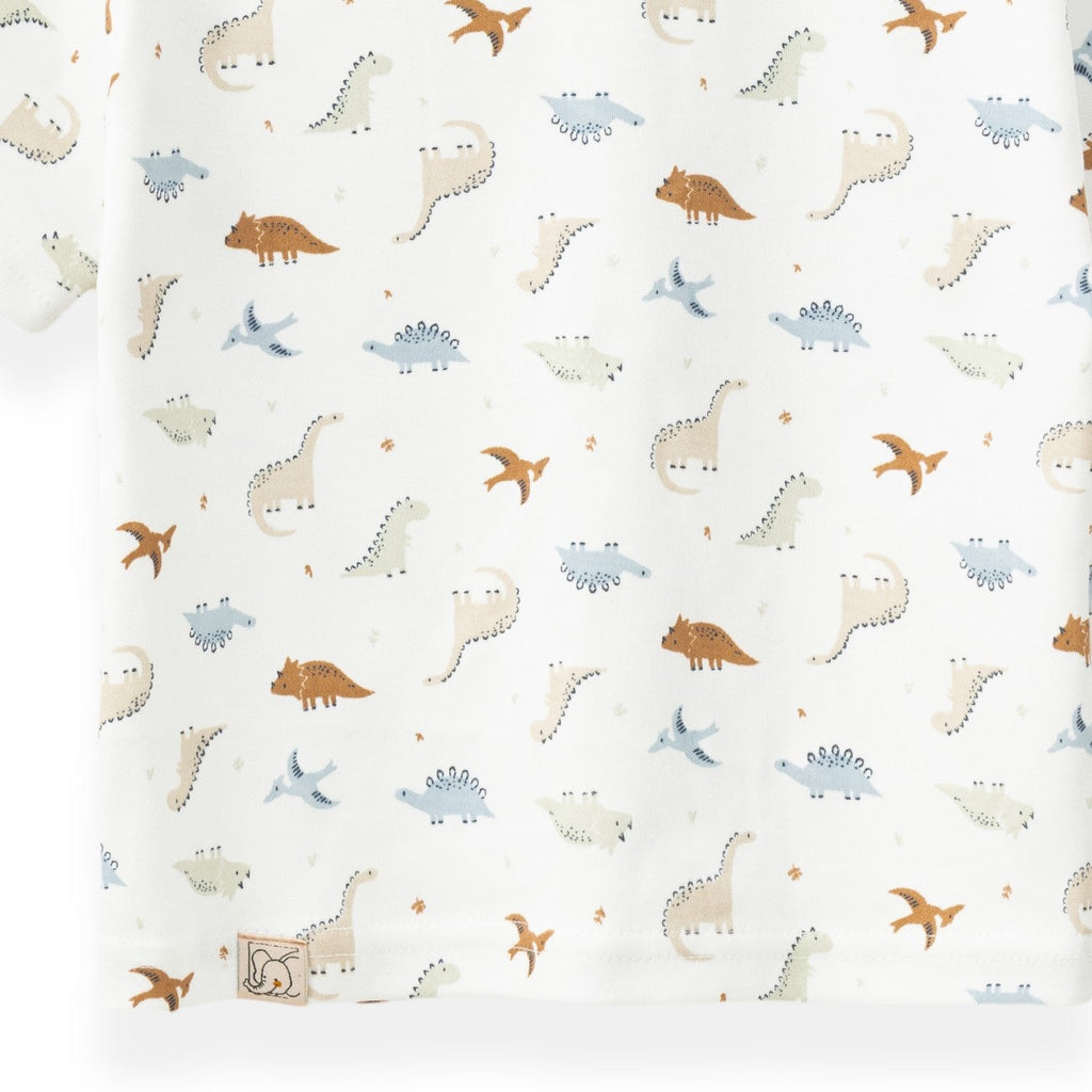 mini dino printed cotton baby pyjama set fabric