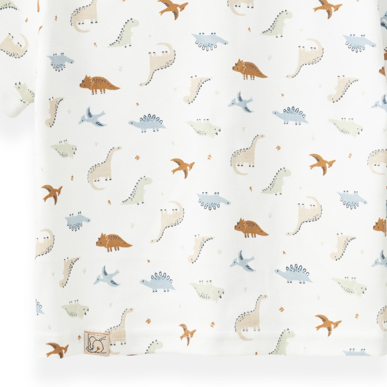 mini dino printed cotton baby pyjama set fabric