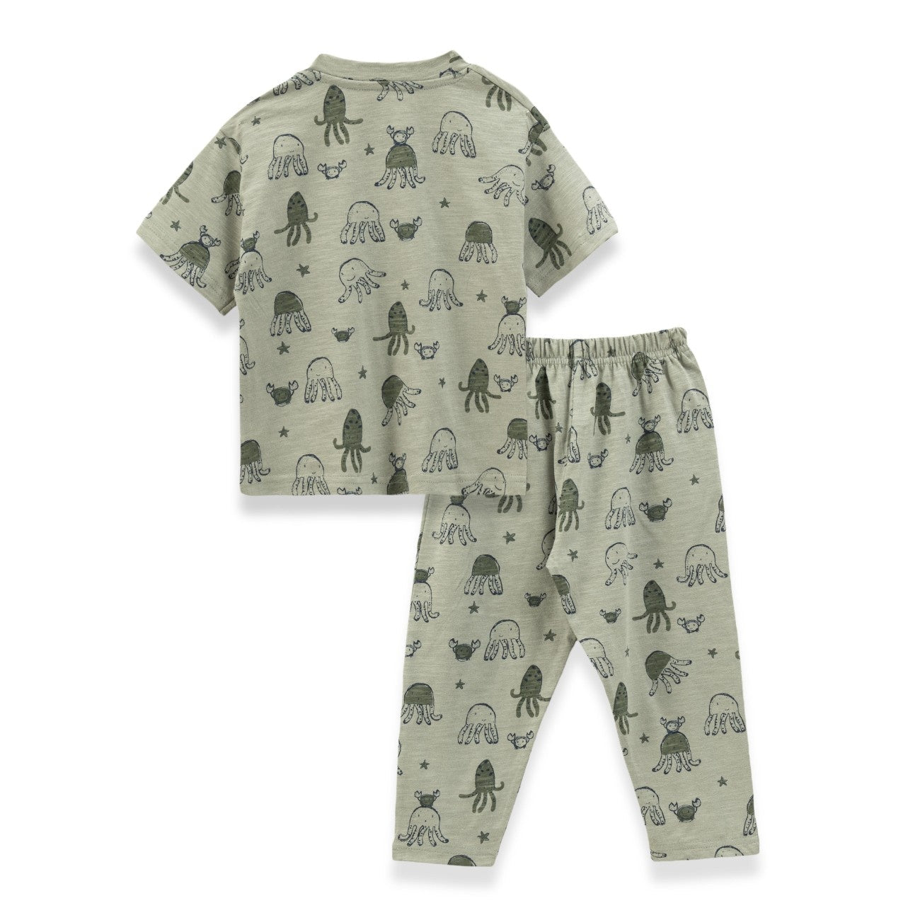 jelly fish printed cotton baby pyjama set back