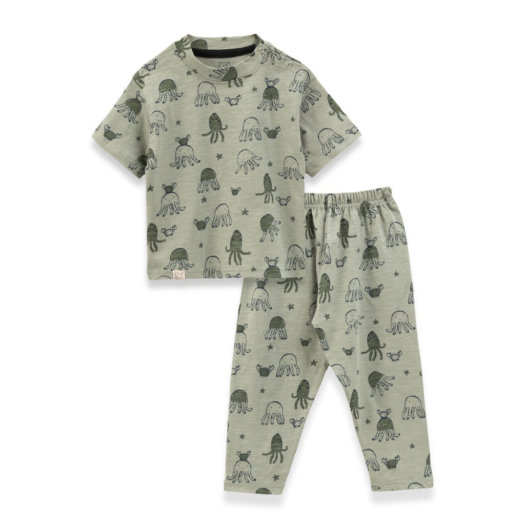 jelly fish printed cotton baby pyjama set