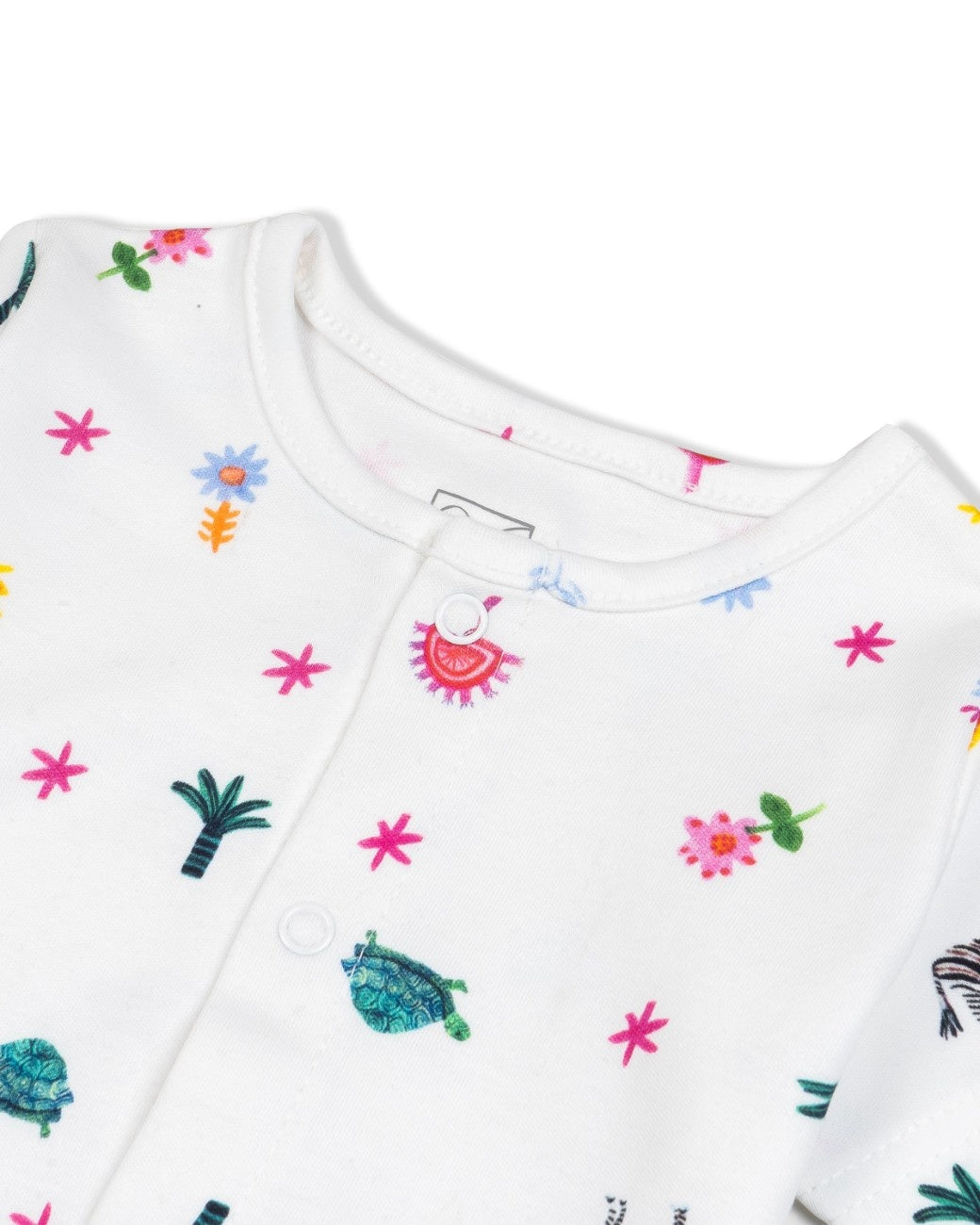 floral printed cotton baby night suit closeup