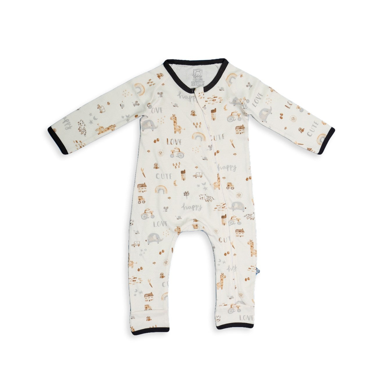 rainbow animals printed baby zipper romper dress